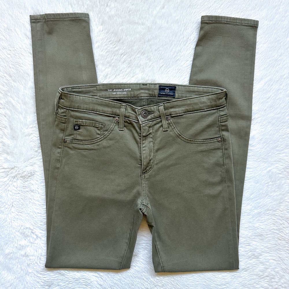 AG Adriano Goldschmied The Legging Super Skinny Ankle Green Stretch Jeans
